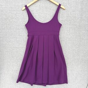 Susana Monaco Purple Dress Sleeveless Babydoll Pleated Stretch Fit Flare‎ Sz M